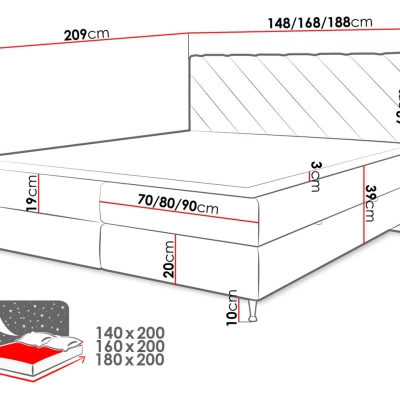 Kontinentálna manželská posteľ 180x200 SATURNIN - zelená