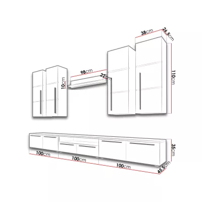 Obývacia stena s LED osvetlením BEM - čierna / biela