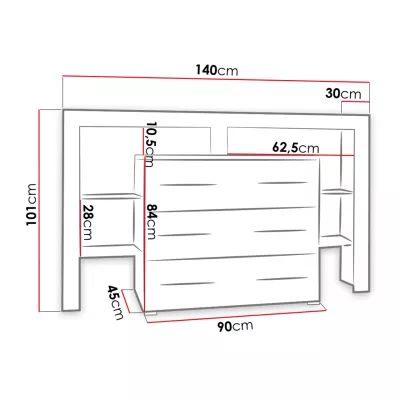 Komoda s LED osvetlením ROLIN 1 - biela / šedá lesk