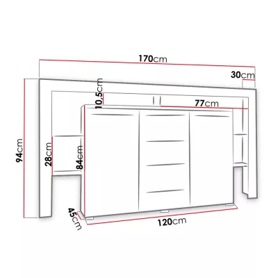 Komoda s LED osvetlením ROLIN 2 - biela / biely lesk