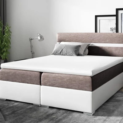 Boxspringová posteľ URSZULA - 180x200, biela / hnedá + topper ZDARMA