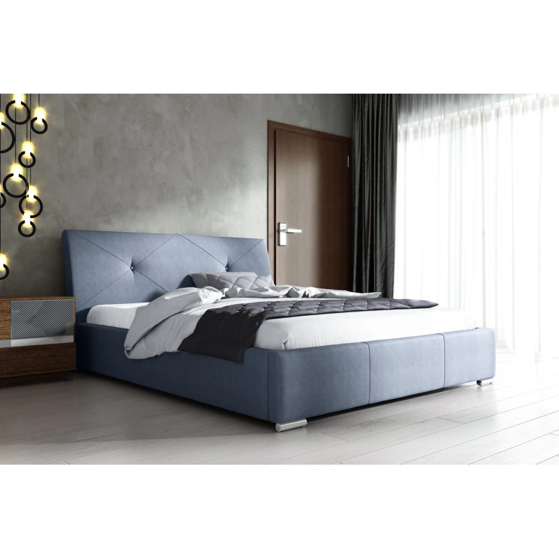 Čalúnená manželská posteľ TERESA - 200x200, modrá + topper ZDARMA