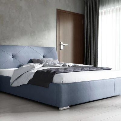 Čalúnená jednolôžková posteľ TERESA - 120x200, modrá + topper ZDARMA