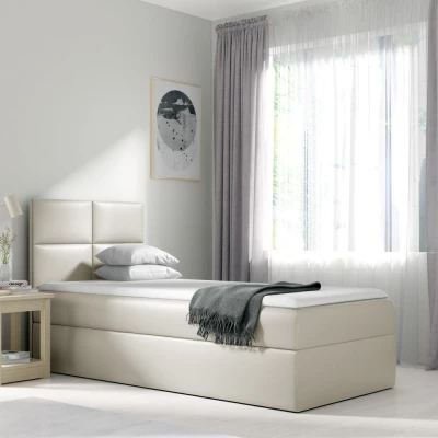 Čalúnená jednolôžková posteľ SONIA - 100x200, béžová + topper ZDARMA