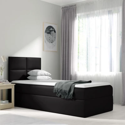 Čalúnená jednolôžková posteľ SONIA - 100x200, čierna + topper ZDARMA