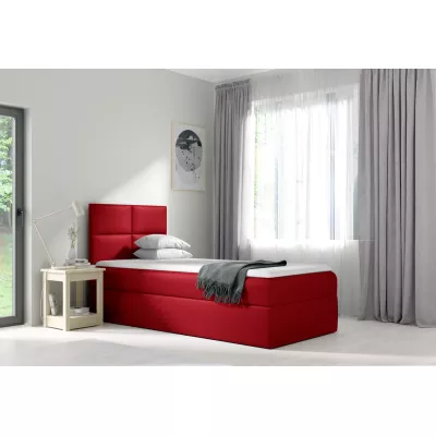 Čalúnená jednolôžková posteľ SONIA - 100x200, červená + topper ZDARMA