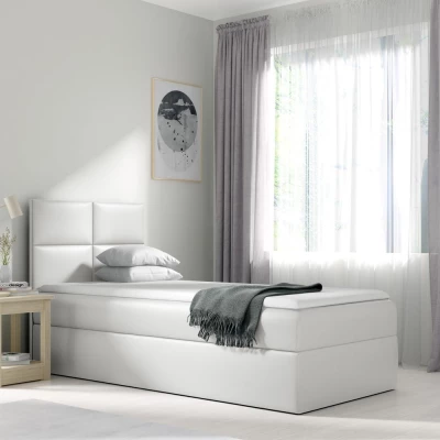 Čalúnená jednolôžková posteľ SONIA - 80x200, biela + topper ZDARMA