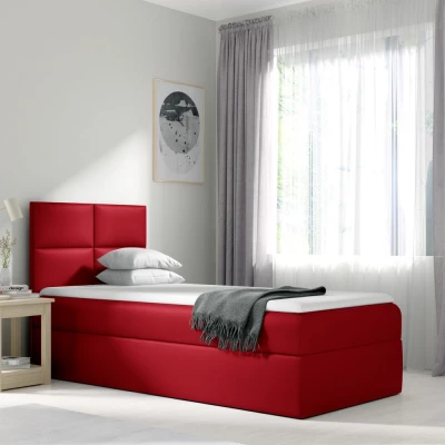 Čalúnená jednolôžková posteľ SONIA - 80x200, červená + topper ZDARMA