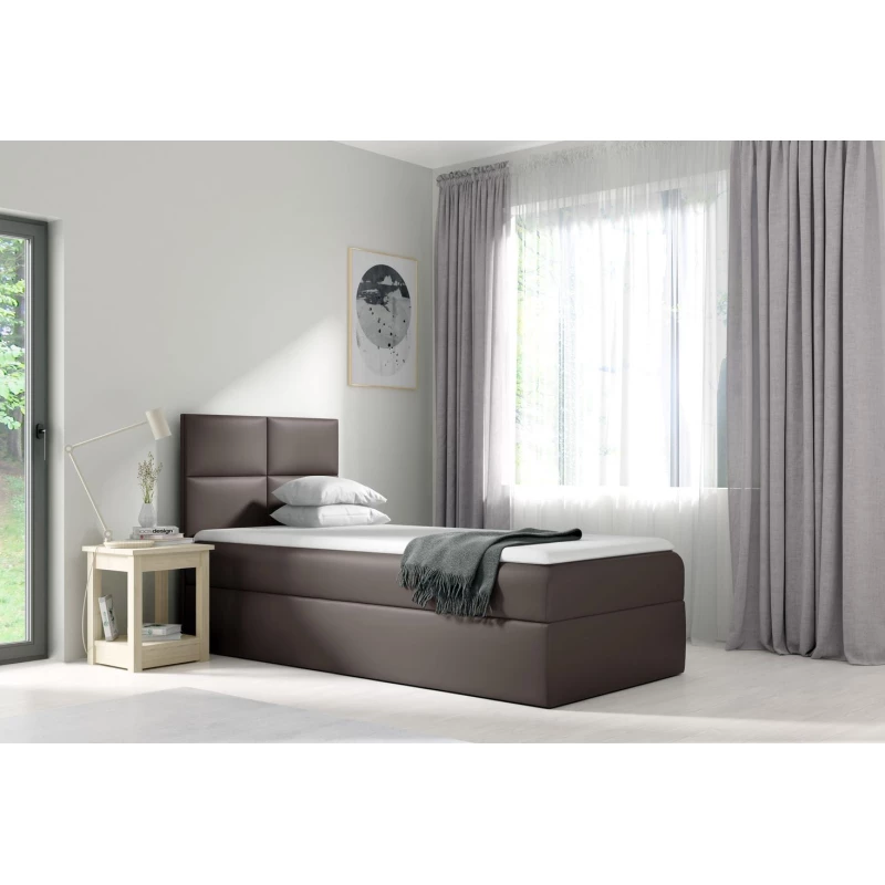 Čalúnená jednolôžková posteľ SONIA - 90x200, šedá + topper ZDARMA