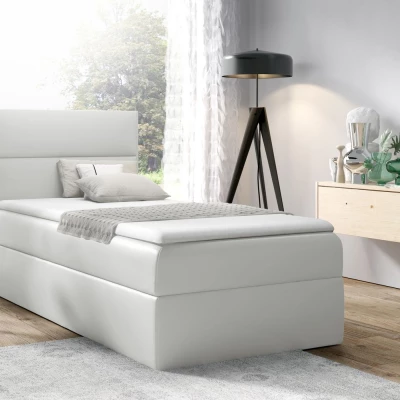 Čalúnená jednolôžková posteľ OLENA - 100x200, biela + topper ZDARMA