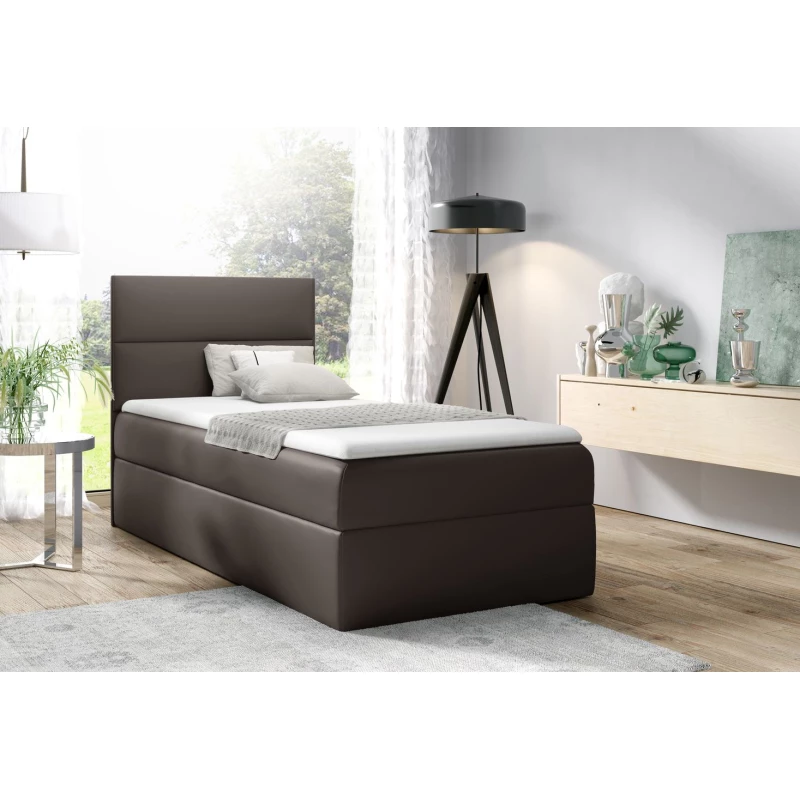 Čalouněná jednolůžková postel OLENA - 100x200, tmavě šedá + topper ZDARMA