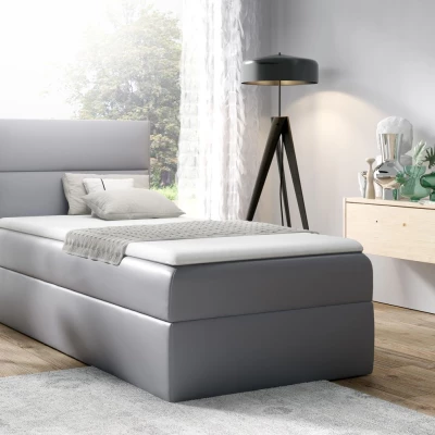 Čalúnená jednolôžková posteľ OLENA - 90x200, strieborná + topper ZDARMA