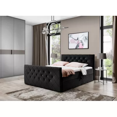 Boxspringová posteľ LENKA - 140x200, čierna + topper ZDARMA