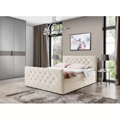 Boxspringová posteľ LENKA - 140x200, smotanová + topper ZDARMA