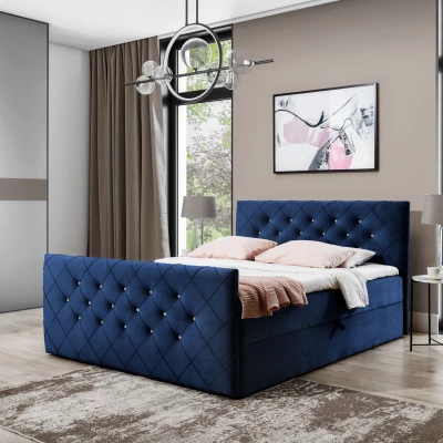 Boxspringová posteľ LENKA - 160x200, modrá + topper ZDARMA