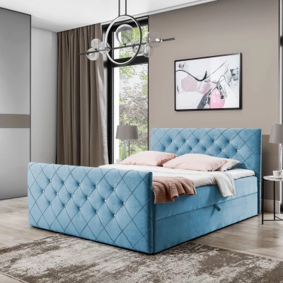 Boxspringová posteľ LENKA - 160x200, svetlo modrá + topper ZDARMA