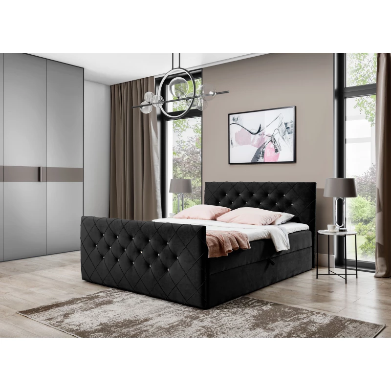 Boxspringová posteľ LENKA - 180x200, čierna + topper ZDARMA