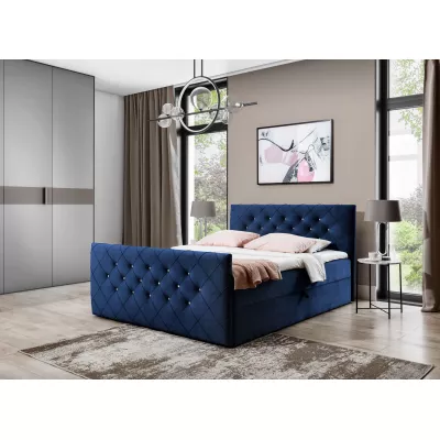 Boxspringová posteľ LENKA - 180x200, modrá + topper ZDARMA