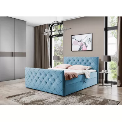 Boxspringová posteľ LENKA - 200x200, svetlo modrá + topper ZDARMA