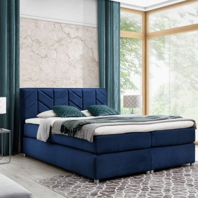 Čalúnená posteľ GALINA - 120x200, modrá + topper ZDARMA