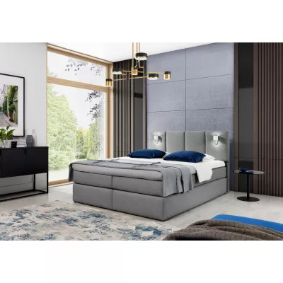Boxspringová posteľ s lampami DANUTA - 120x200, šedá + topper ZDARMA