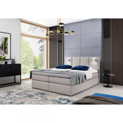 Boxspringová posteľ s lampami DANUTA - 160x200, béžová + topper ZDARMA