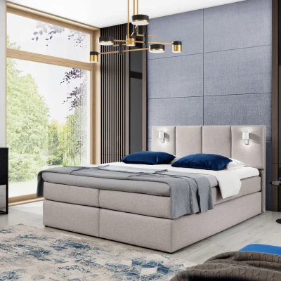 Boxspringová posteľ s lampami DANUTA - 180x200, béžová + topper ZDARMA