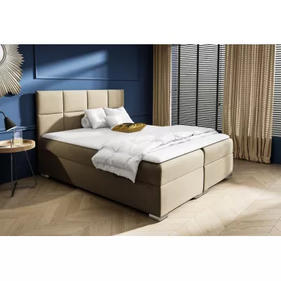 Čalúnená posteľ AUGUSTINA - 200x200, béžová + topper ZDARMA