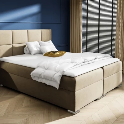 Čalúnená posteľ AUGUSTINA - 140x200, béžová + topper ZDARMA