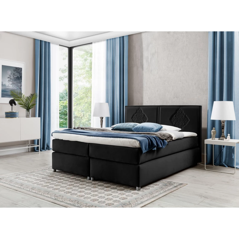 Boxspringová posteľ AUGUSTA - 180x200, čierna + topper ZDARMA