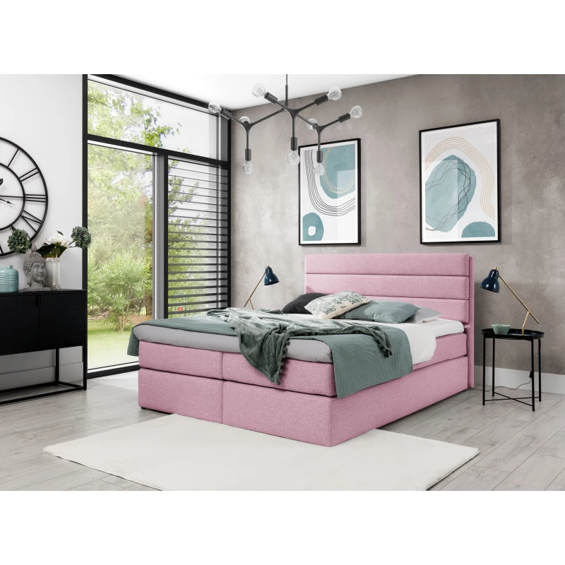 Kontinentálna posteľ ADRIENA - 200x200, ružová + topper ZDARMA