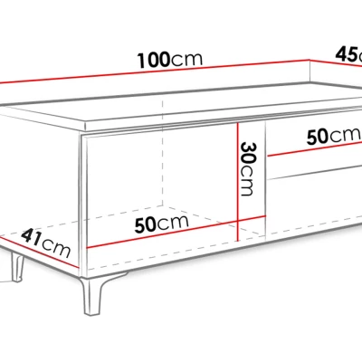 Stolík pod televíziu DESANA 2P - šírka 100 cm, biely / šedý