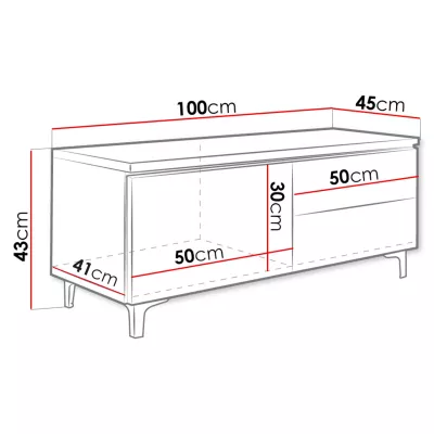 Stolík pod televíziu DESANA 2P - šírka 100 cm, biely / šedý