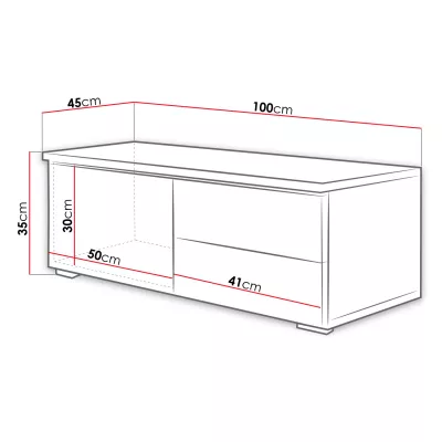 Stolík pod televíziu DESANA 1P - šírka 100 cm, biely / šedý