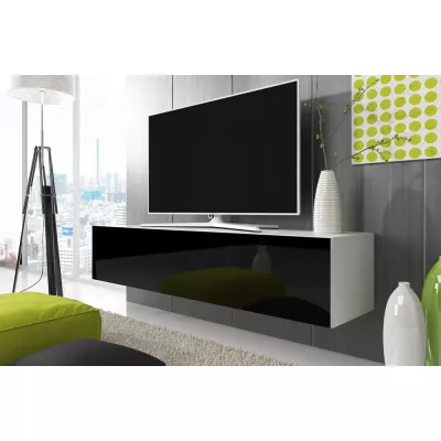 Stolík pod televíziu LODI - šírka 160 cm, biely / čierny