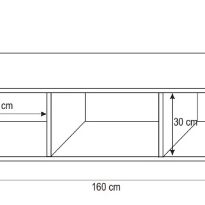 Stolík pod televíziu LODI - šírka 160 cm, biely / čierny