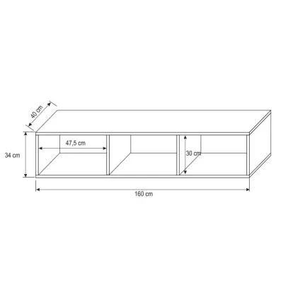 Stolík pod televíziu LODI - šírka 160 cm, biely / čierny