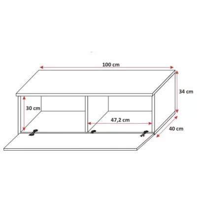 Stolík pod televíziu LODI - šírka 100 cm, biely / čierny