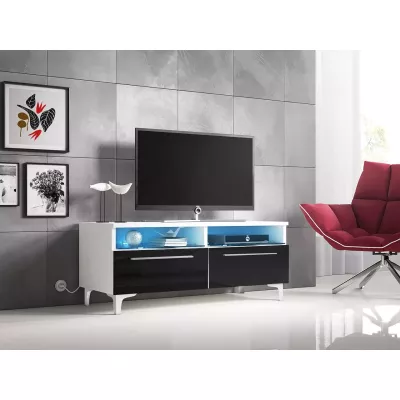 Televízny stolík na nožičkách LANDA - biely / čierny