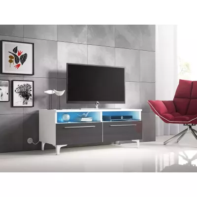 Televízny stolík na nožičkách LANDA - biely / šedý