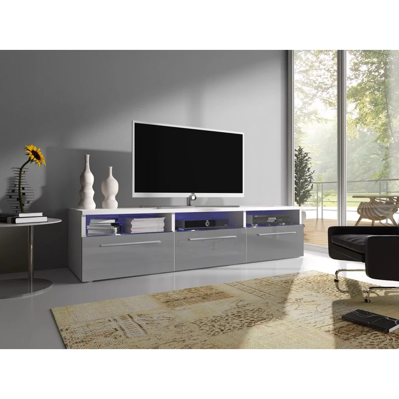 Televízny stolík BADI - biely / šedý