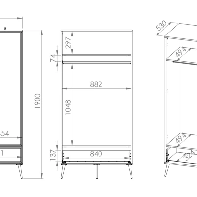 Dvojdverová skriňa AIKE - šírka 92 cm, biela