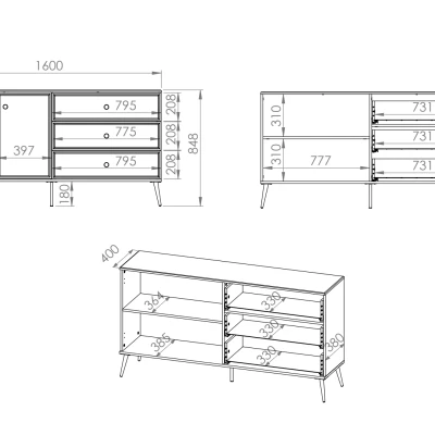 Kombinovaná komoda AIKE - šírka 160 cm, biela