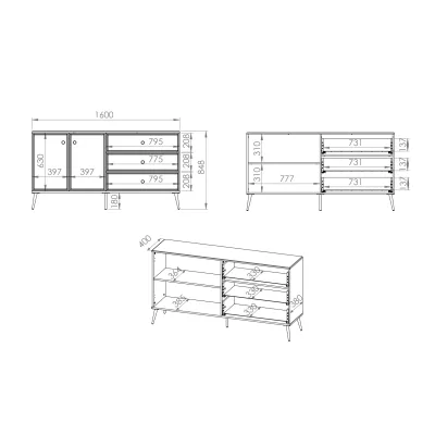 Kombinovaná komoda AIKE - šírka 160 cm, biela