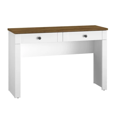 Písací stôl BRIANA - biely / dub lefkas