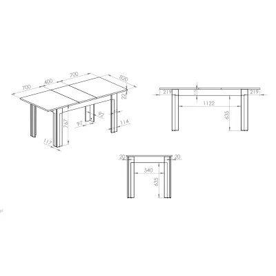 Rozkladací jedálenský stôl BRIANA - 140x82, biely / dub lefkas