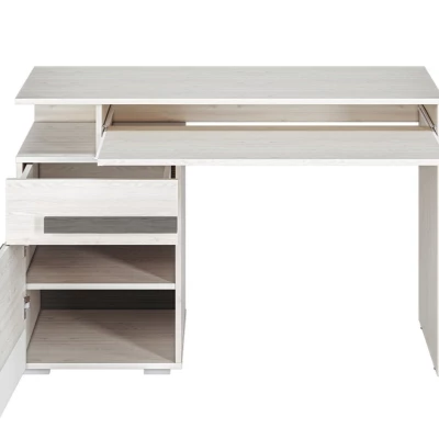 Písací stôl ILKO - biela borovica / new grey