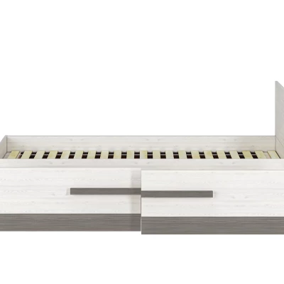 Jednolôžková posteľ ILKO 90x200 - biela borovica / new grey