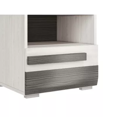 Nočný stolík ILKO - biela borovica / new grey