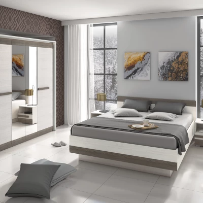 Dvojlôžková posteľ ILKO 140x200 - biela borovica / new grey